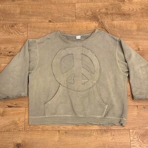 OSFM Olive Green Peace Sign Grunge Shirt - handmade